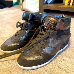 Michael Kors Wedge Hightop Sneakers, Size 7M Gunmetal